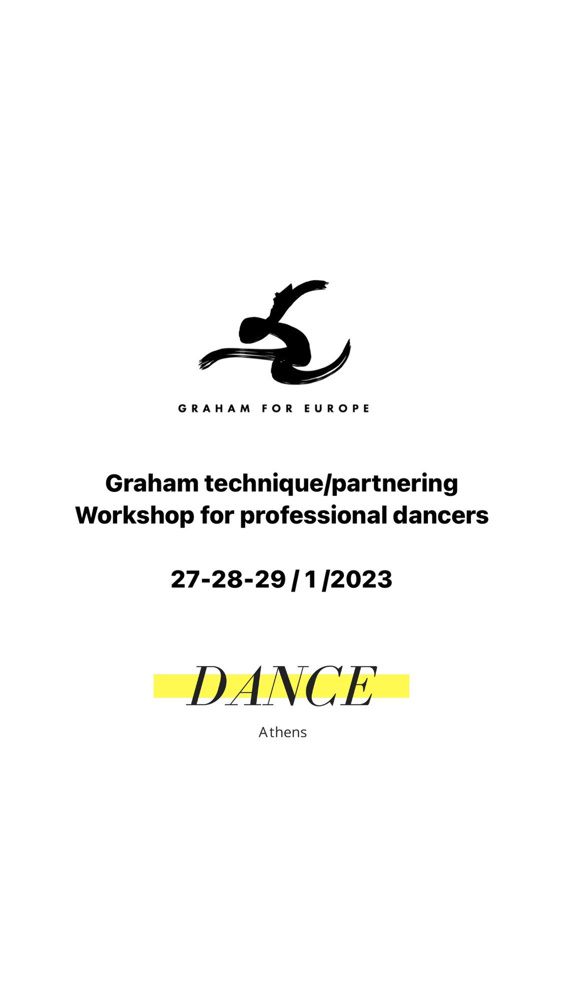 🇬🇷 Graham technique/partnering -Workshop for professional dancers in Athens (January 27-29, 2023)